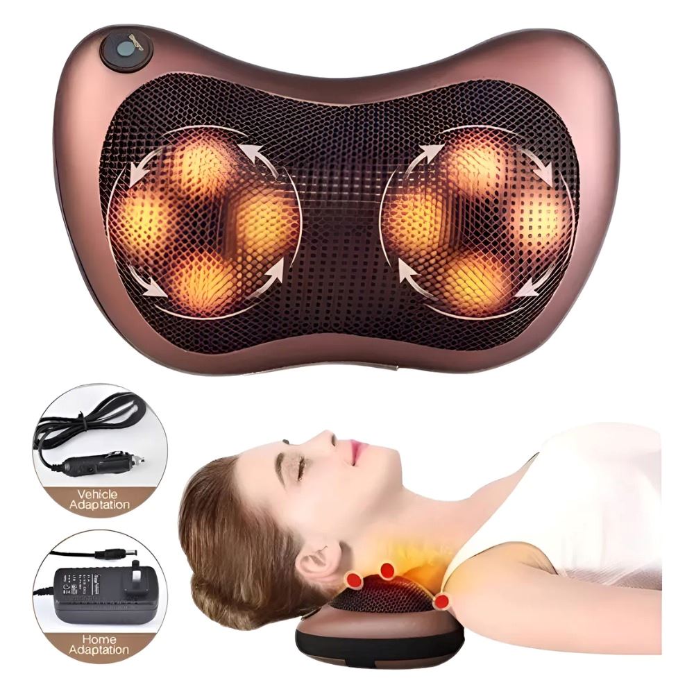 Cojin De Masaje Shiatsu Con Esferas Y Calor Para Auto Y Casa rojo